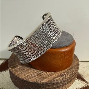 925, Retired Silpada Open Weave Cuff Bracelet - Chunky Textured Design